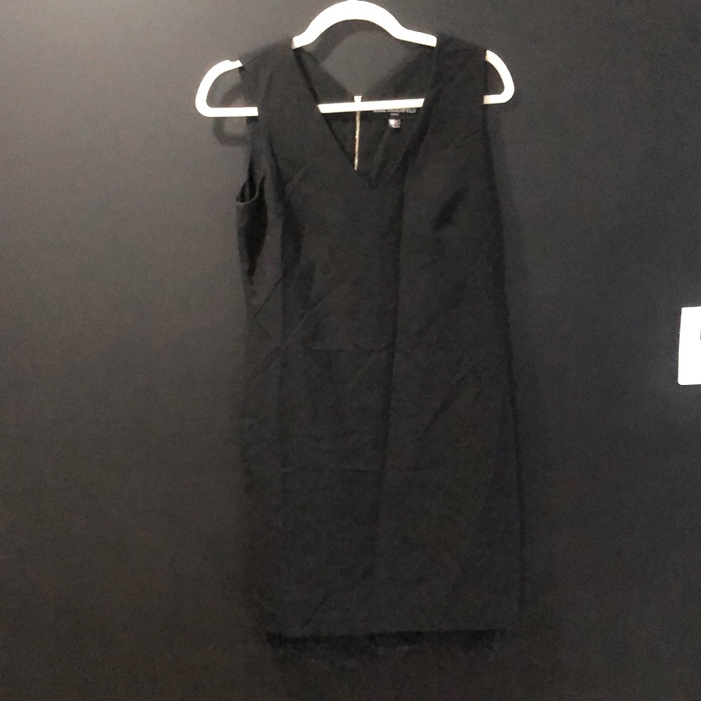 Karl Lagerfeld v-neck sheath with lace trim